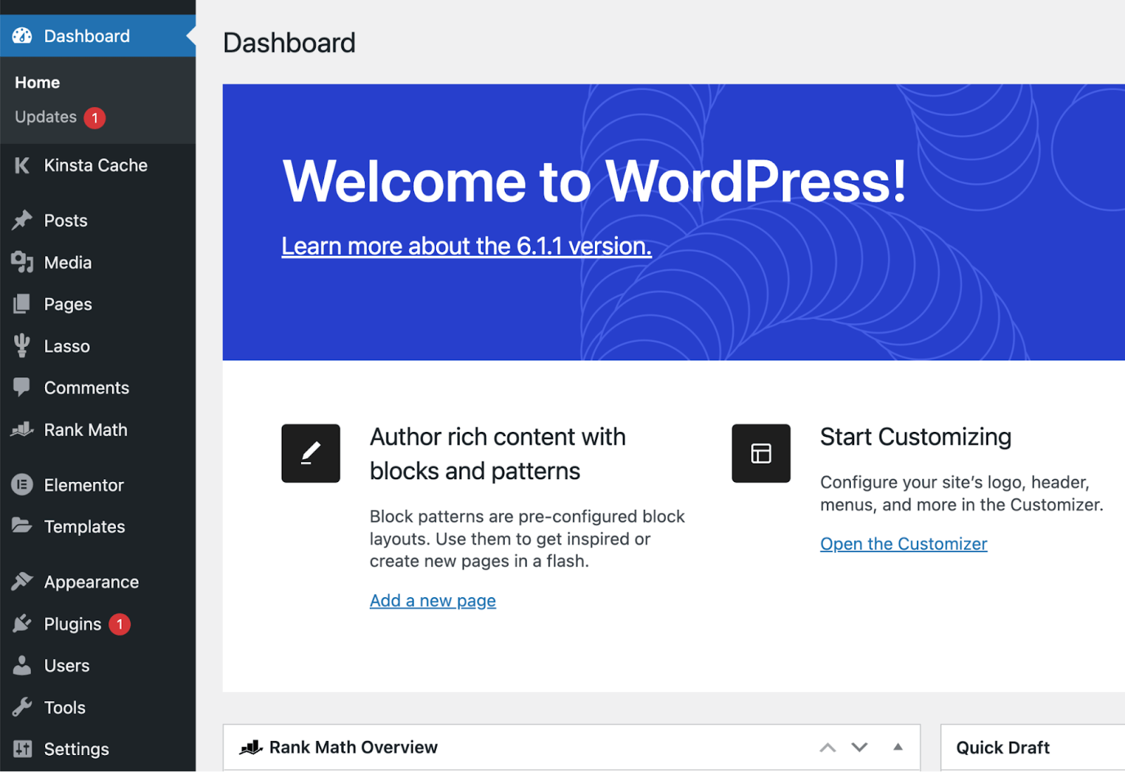 wordpress dashboard